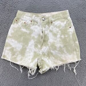 Pacsun 90s Shorts Womens Size 23 Tie Dye High Rise Cutoff Retro Green White